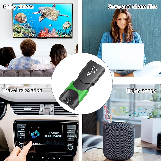 KEXIN 64 GB Flash Drive 10 Pack USB 3.0 Flash Drive 64G Thumb Drive 3.0 Memory Stick Data Storage USB Stick with LED Indicator,64G 10Pack Black+ Green