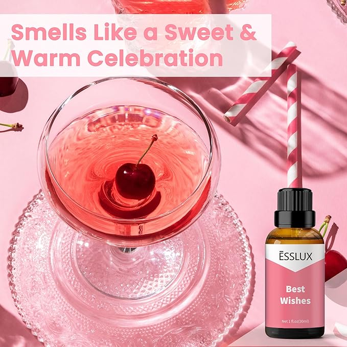 Best Wishes Fragrance Oil, ESSLUX Aromatherapy Essential Scented Oils for Home for Diffuser, Massage, Soap, Candle Making Scents, Perfume, Humidifier, 30 ml