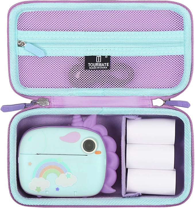 Hard Storage Case for HiMont/Sangrui/ARNSSIEN/Usteetic Camera Instant Print - Travel Case for Selfie Video Camera(Only Box) (PU, Cyan)