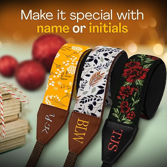 Art Tribute Camera Strap for All DSLR and Mirrorless Cameras. Add Your Name Or Initials Make It a Personalized Gift