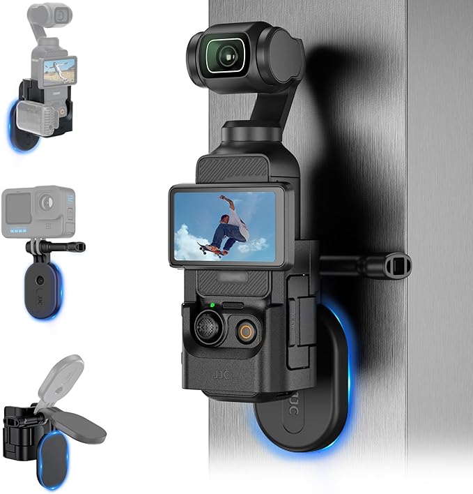 Magnetic Mount Compatible with DJI Osmo Pocket 3,Detachable Pocket 3 Magnetic Stand Bracket Extension Cage Adapter with Cold Shoe,Compact Magnet Steering Holder Suction Base Accessories for Pocket3