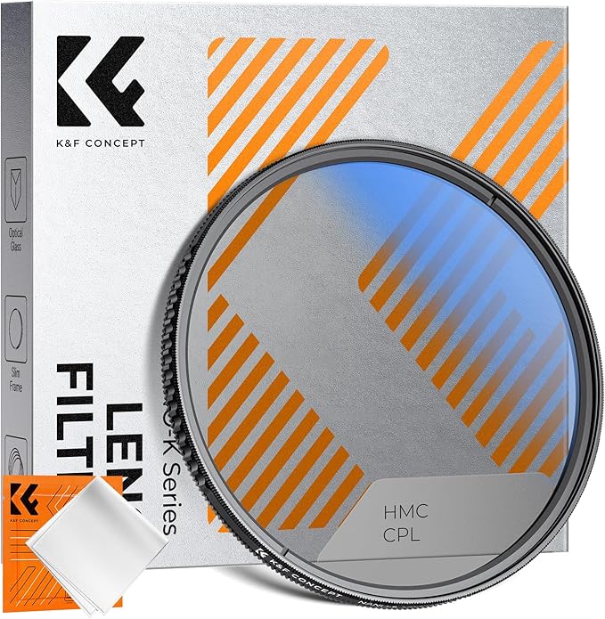 K&F CONCEPT 77mm Circular Polarizer Filter Ultra-Slim 18 Multi-Coated Optical Glass Circular Polarizing Filter for Camera Lenses with Cleaning Cloth (K Series)