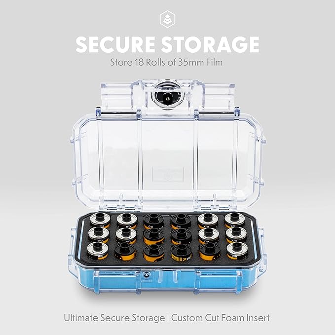 Evergreen 35mm Film Storage Case | Holds 18 Rolls | Preserve and Protect Your Film | Waterproof, Crushproof, & Freezer-Safe (Film Not Included) (Yellow)