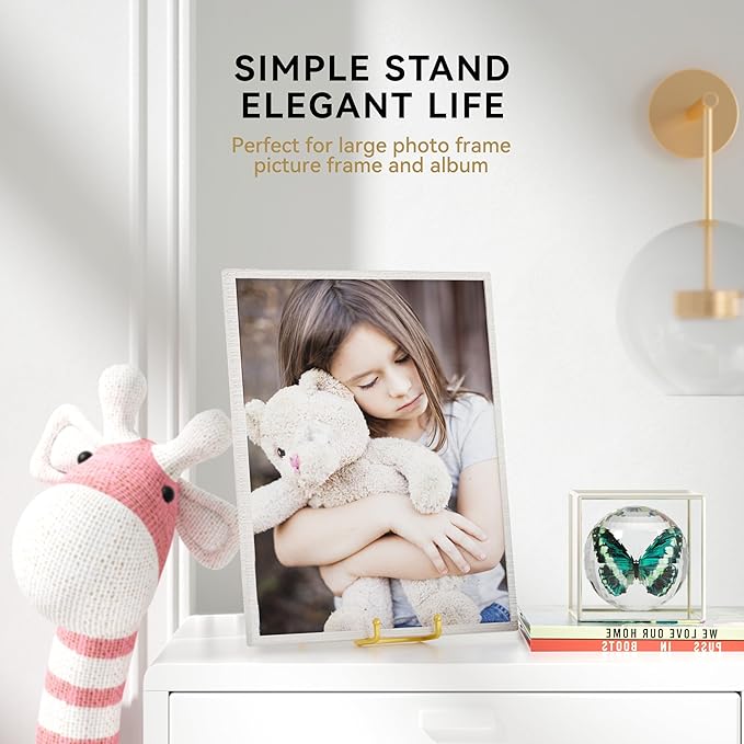 Plate Stands for Display 12 Inch Heavy Duty - Metal Picture Frame Easel Stands for Large Plates, Books, Platters, Plaques, Decor (Gold 2 Pack)