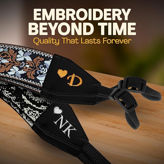 Art Tribute Camera Strap for All DSLR and Mirrorless Cameras. Add Your Name Or Initials Make It a Personalized Gift