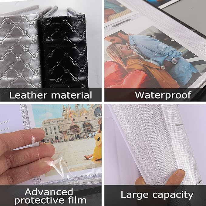 RECUTMS Photo Album 300 Pockets,4x6 Photo Book Paper Core Memo Page PU Leather Cover Picture Album Record Valentine's Day Christmas Holiday Commemorative Gift (Light Pink)