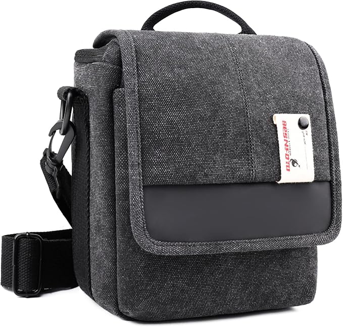Besnfoto Mirrorless Camera Shoulder Bag Small Messenger Case Waist Bag Compatible for Canon (BlackH, Small)