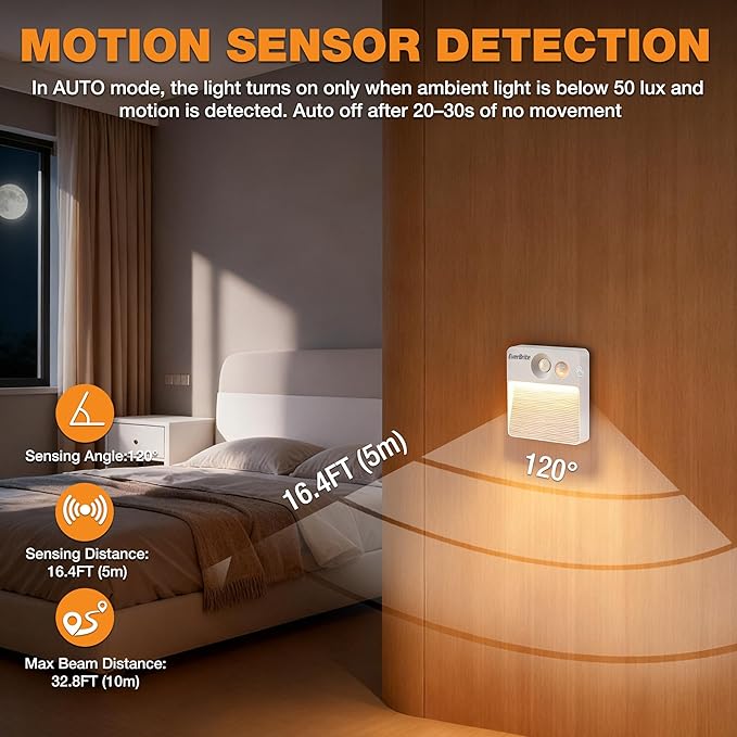 EverBrite Rechargeable Square Motion Sensor LED Night Light, Motion Activated LED Night Light with 3 Lighting Modes, Touch Control, 3 Color Temperatures & Dimmable, for Hallway, Bedroom, 6 Pack