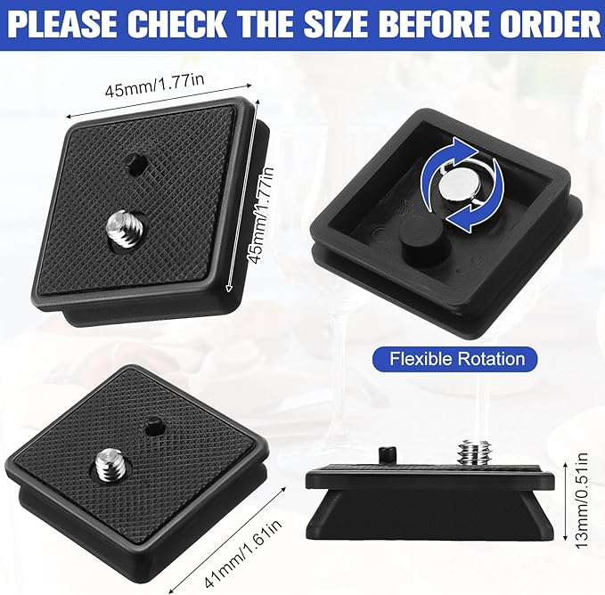TOODOO 2 Pack 41mm and 43mm Tripod Quick Release Plate Camera Mounting Adapter, 2 Sizes QR Release Camera Tripod Ball Head Parts Replacement Compatible with Ambico V0552 V0554, Sunpak,Kalimar