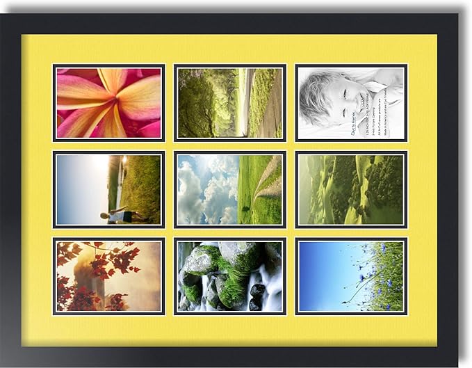 Art to Frames Double-Multimat-1047-47R/89-FRBW26079 Collage Photo Frame Double Mat with 9-4x6 Openings and Satin Black Frame