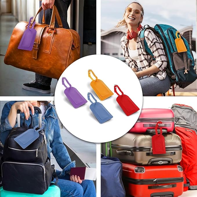 8 PCS Luggage Tags Faux Leather for Suitcases Travel，Bag Labels with Protection，Leather Luggage Tag，Luggage Tags for Suitcases TSA Approved，Applicable with All Kinds of Luggage Bags