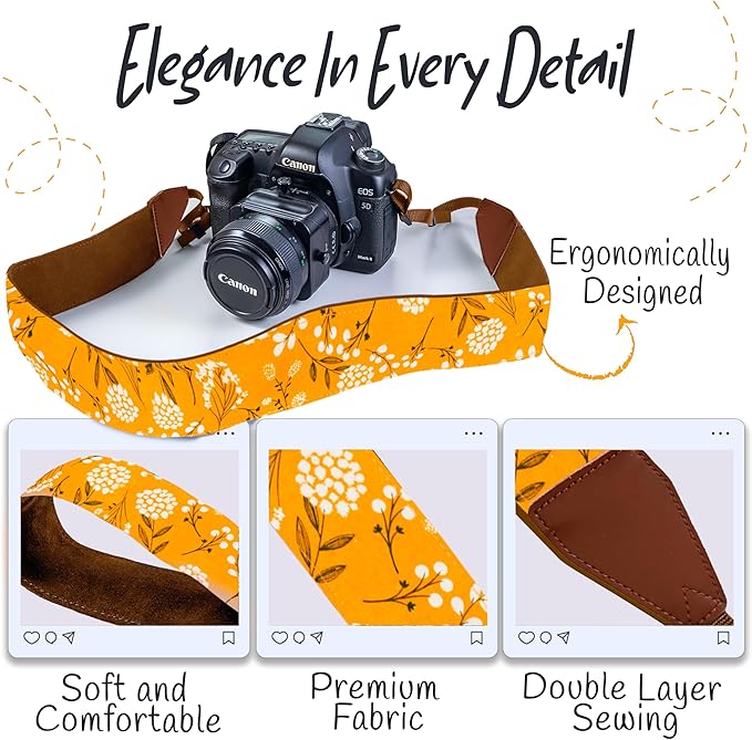 Art Tribute Camera Strap for All DSLR and Mirrorless Cameras. Add Your Name Or Initials Make It a Personalized Gift