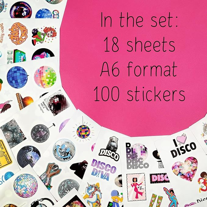 BulbaCraft 100Pcs Disco Stickers, Disco Ball Stickers, Discoball Decorations, Gifts for Women & Men