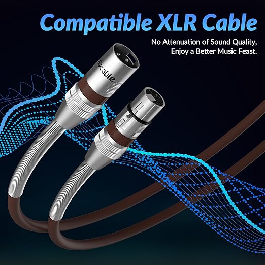 XLR Microphone Cable 20 FT, XLR Male to Female Balanced Mic Cable, 3-Pin Shielded Speaker Cord, Zinc Alloy Connectors, 22AWG Pure Copper, Metal Spring SR, Recording Studio, Podcast, Brown