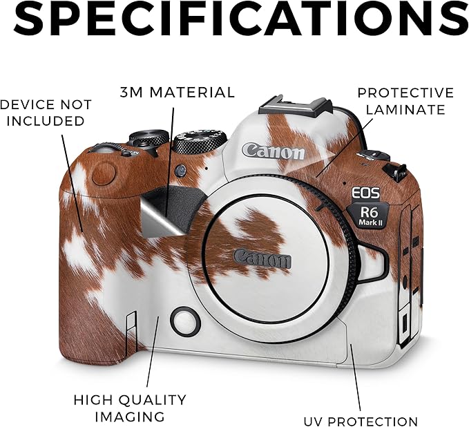 Camera Skin Compatible with Canon EOS R6 Mark II Camera (2022) - Cow Hide - Premium 3M Vinyl Protective Wrap Decal Cover - Easy to Apply | Crafted in The USA by MightySkins