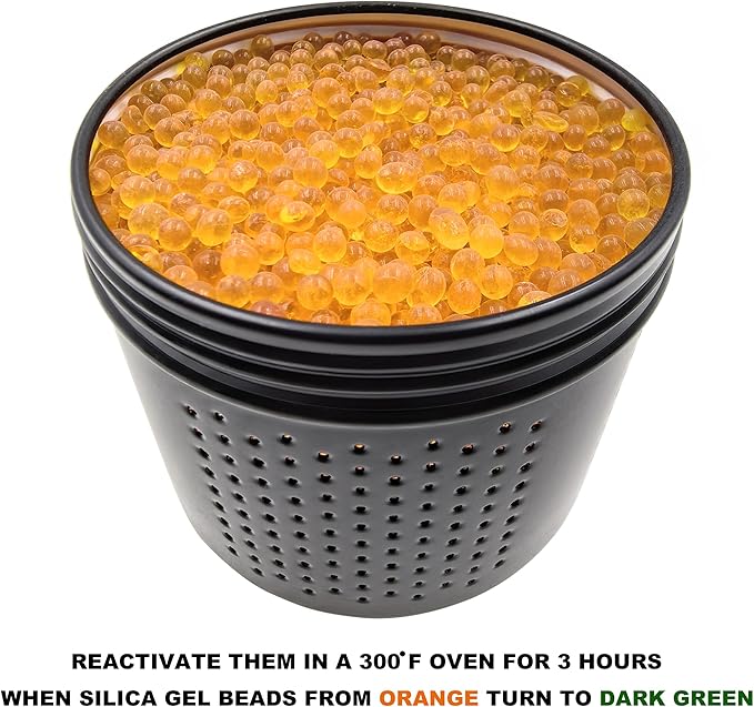 Gun Safe Dehumidifier 200g - Silica Gel Desiccant Canister, Moisture Absorber for Gun Cabinets & Safes, Protect 27 Cubic Feet, Black, Aluminum Shell