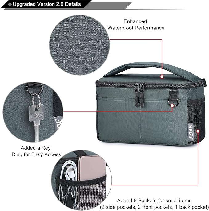 S-ZONE Water Resistant Camera Insert Bag with Sleeve Camera Case Upgraded Version 2.0