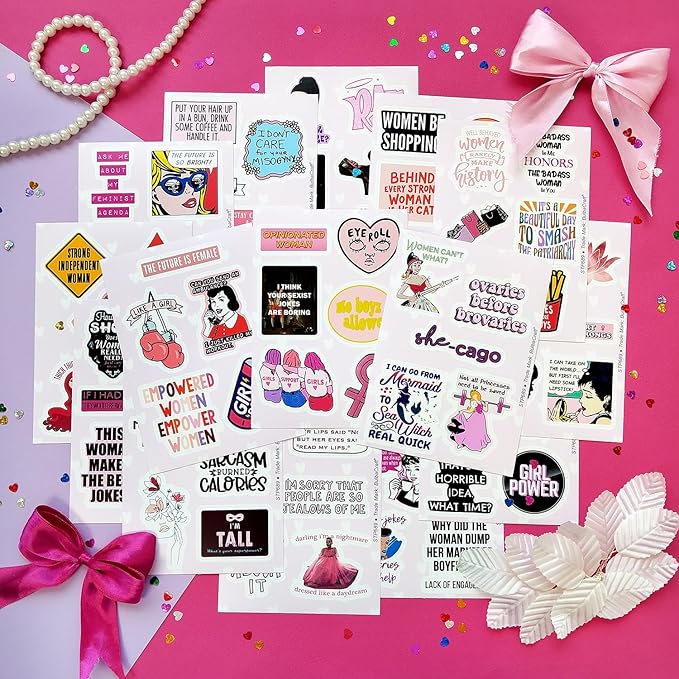 BulbaCraft 100Pcs Funny Girly Stickers, Laptop Stickers for Women - Feminist Decals, Feminist Presents, Gifts for Women & Men