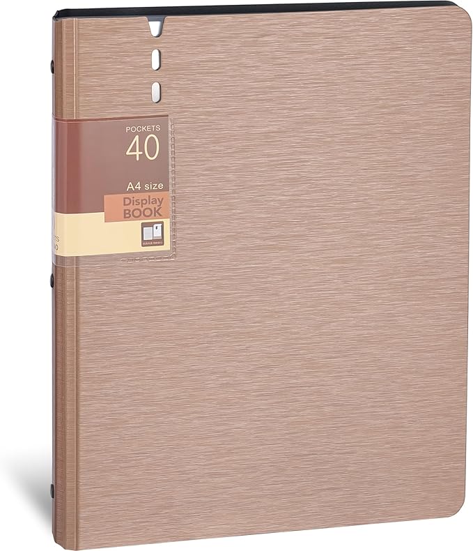 WORPSON Presentation Binder 40-Pocket, Displays 80 Pages, 9x12 inch with Plastic Sleeves, Portfolio Organizer for Documents, Certificates, Artwork, Photos, Clear Sheet Protectors (Champagne, 1 Pack)
