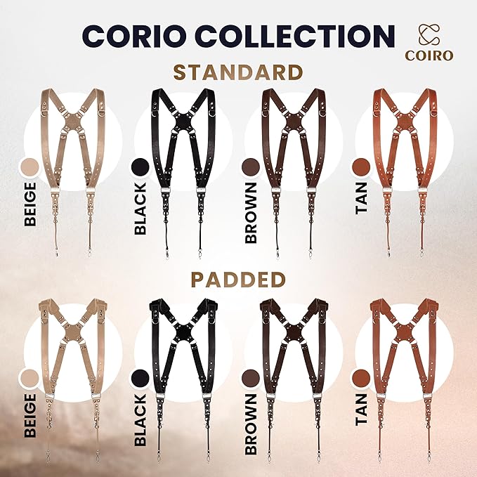 C Coiro Camera Harness for 2 Cameras Dual Shoulder Leather Camera Strap for DSLR/SLR, Camera Straps for Photographers