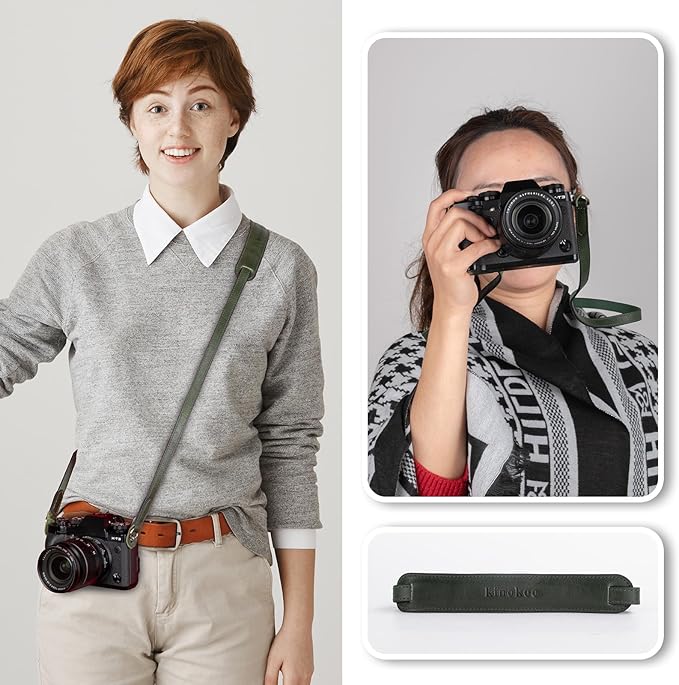 MUZIRI KIINOKOO Genuine Leather Camera Neck Shoulder Strap - Vintage Leather Shoulder Strap for Most of Digital Cameras