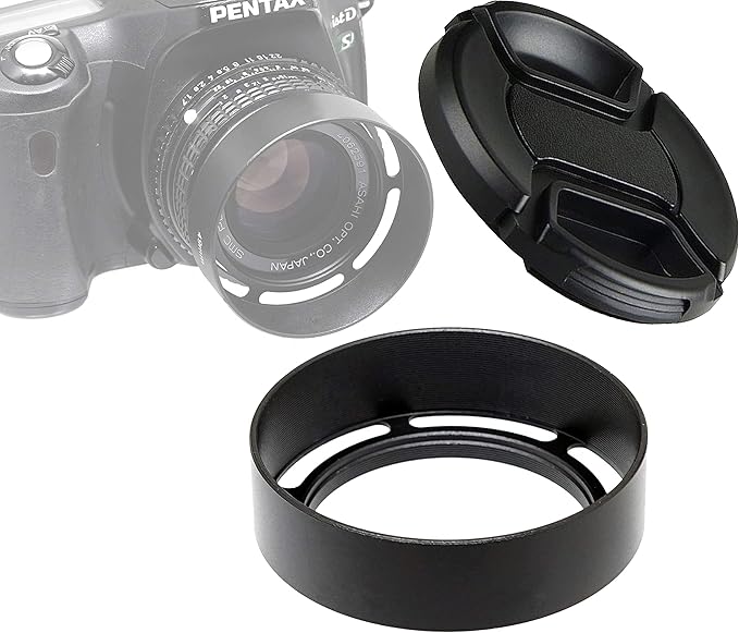 Fotasy Metal 58mm Vented Lens Hood, 58mm Metal Hood, 58mm Lens Hood for Fuji Leica Leitz Panasonic Olympus Panasonic Sony Lens, 58mm Screw-in Lens Hood