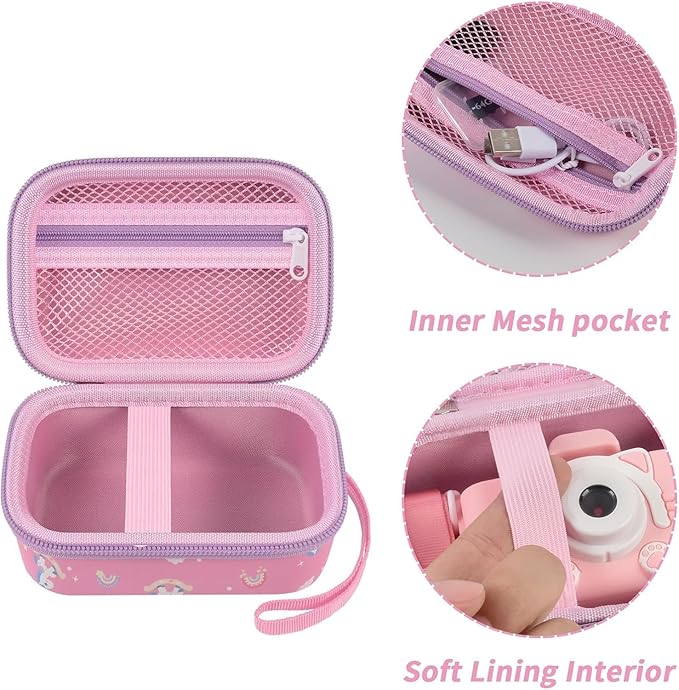 ANKHOH Kids Camera Case for Goopow/for Mgaolo/for CIMELR/for Seckton/for OZMI/for Dylanto Digital Camera Toys and Video Camcorder Storage Holder Organizer -Pink(Box only)