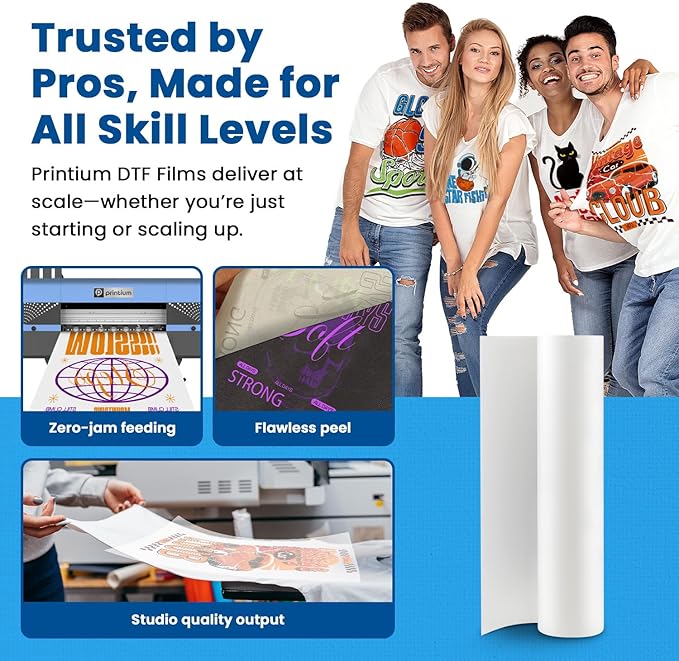 DTF Transfer Film Roll 23.6 inch x 328 ft (Pack of 2) – Premium Plus Double Matte Anti-Static PET Film – Instant Hot & Cold Peel Heat Transfer Paper for Vibrant Colors & Durable Prints on All Fabrics