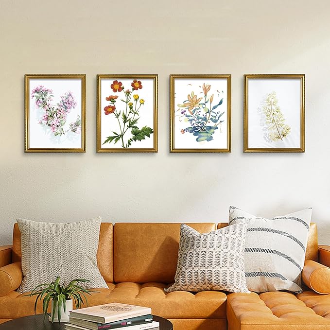 BESCRCL 12x16 Picture Frame Gold, Frames 12 x 16 with Shatterproof Crystal Acrylic for Wall Gallery, 4 Pack