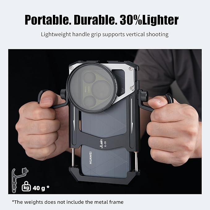 Universal Aluminum Phone Cage Video Rig Kit Stabilizer W/Handles + 67mm Thread Filter Adapter Rig for iPhone 16 15 14 Pro Max Samsung Cell Phone Vlog Live Stream Filmmaking, Cold Shoe Tripod Mount