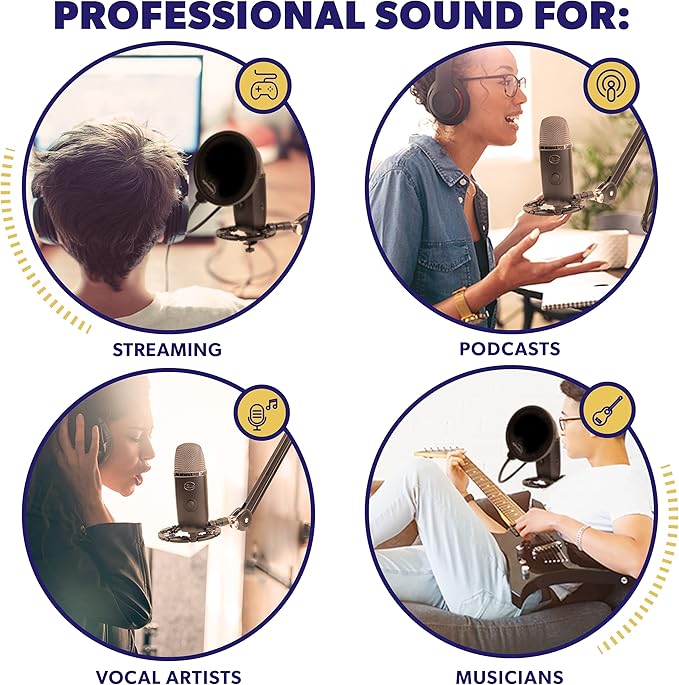 Pro Microphone Shock Mount - Mic Holder Compatible w/Blue Yeti, Snowball & Pro Microphones