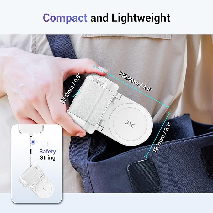 Magnetic Smartphone Shooting Holder Hand Grip Handle Snap On Phone Stand with Tripod Mount & Wireless Shutter Remote for iPhone 17 Air 16 15 14 13 12 Pro Max Android Vlog Video Photography - White