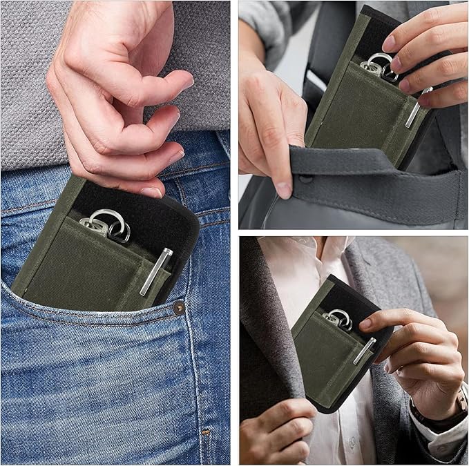 Field Notes Notebooks Cover for 3.5 X 5.5 Inch, Waxed Canvas Field Journal Covers With Notes Wallet, Water Resistant Journal Notebook Planner,Velcro Design and D-Ring Keychain (Army Green)