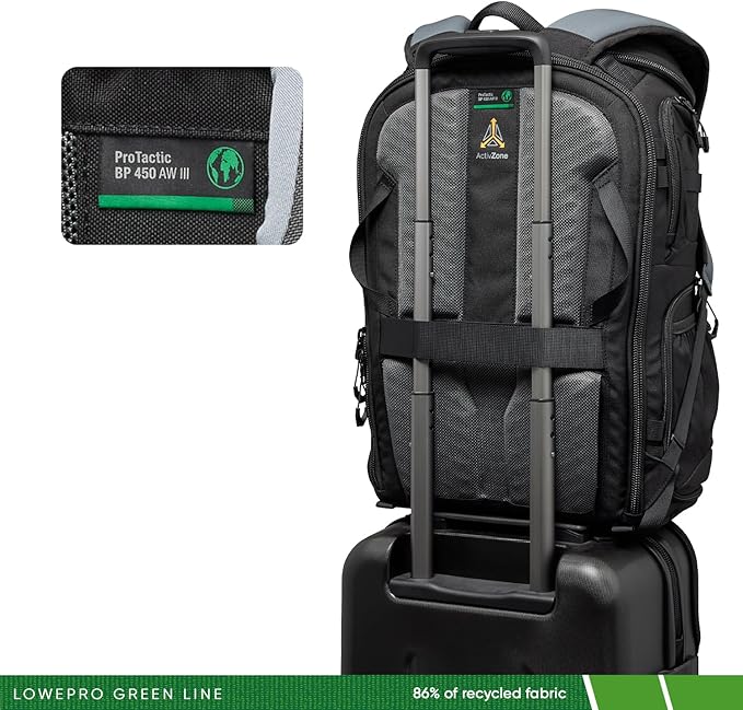 Lowepro ProTactic BP 450 AW III Camera Backpack, 4-point Access, Professional Camera Bag, DSLR/Drones/Mirrorless, Up to 16" Laptop, Rain Cover, for Photographer,Videographer, Volume 28L