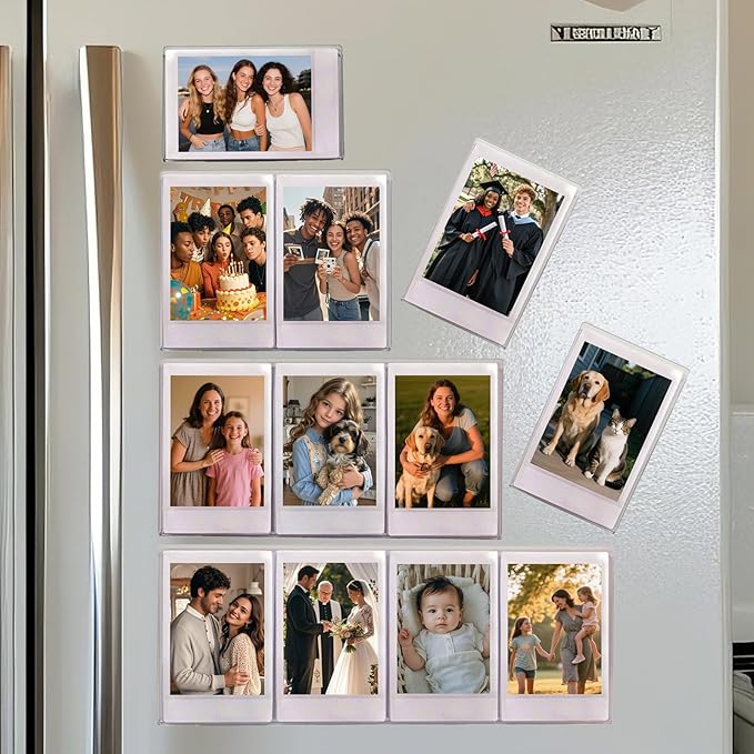AG-UNICORN Magnetic 2x3 Picture Frames For Fujifilm Instax Mini Film, Cute Clear Acrylic Tiny Small 2 by 3 Inch Collage Photo Display Bulk Set For Refrigerator (For 12 pictures, Clear, 2X3)