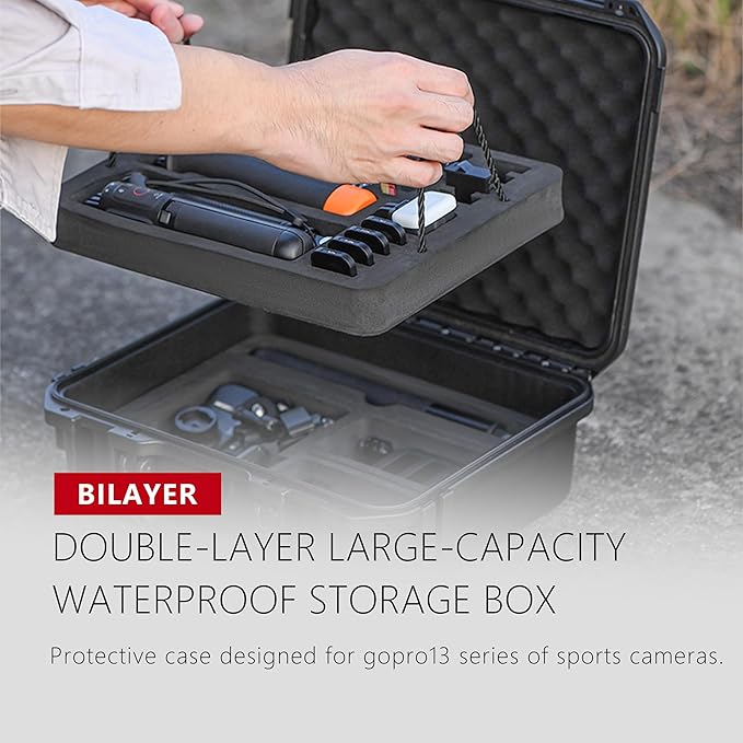 Hard Case Organizer For Gopro Hero 13/12/11/10/9/8 Media Mod/Volta/Protective Housing/Chest Mount Creator Edition Accessories Waterproof Travel Storage Carrying Case 12.4 * 4.7 * 10.4inch
