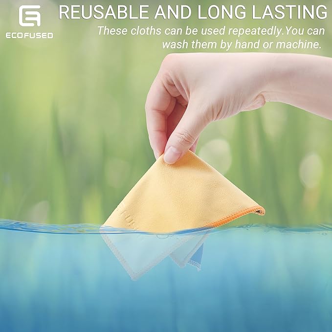 Eco-Fused Microfiber Cleaning Cloths Double-Sided - 5 Pack - 6.6 x 6.2 inch - Microfiber and Suede Cloth for Smartphones