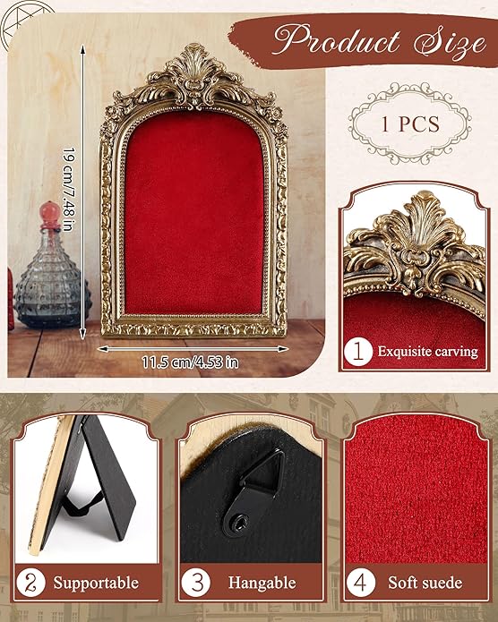 Jewelry Display Stand Vintage Necklace Organizer Ring Holder Earring Tray Resin Jewelry Photography Props Frame with Velvet Backing for Gifts