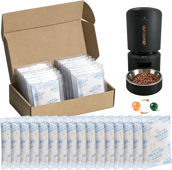 NewKe 16 Pack Color-Indicating Pet Food Desiccant Compatible with PETLIBRO Automatic Cat Feeder, Desiccant Packs Replacement for PETKIT Automatic Cat Feeder(Individually Packaged)
