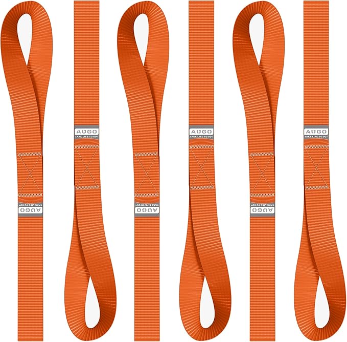 Soft Loop Tie Down Straps - 1,500 Load Capacity & 4,500 Lbs Breaking Strength - 6 Pack - Loops for Securing ATV, UTV, Motorcycles, Scooters, Dirt Bikes, Lawn & Garden Equipment - by AUGO