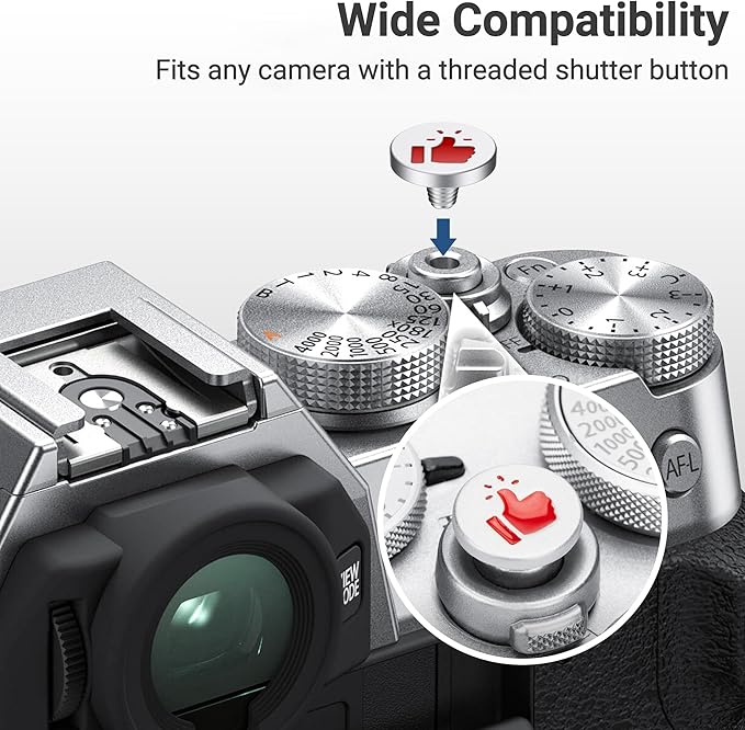 JJC Camera Soft Release Button, Shutter Button for Fuji Fujifilm X-M5 X-T5 X-T4 X-50T X-T30 III II X-PRO3 X00VI X100V X100 X-E5 X-E4 X Half Leica Q3 M10 M9 RX10 IV RX10 III Nikon Zf Df, ‘Like’ Pattern