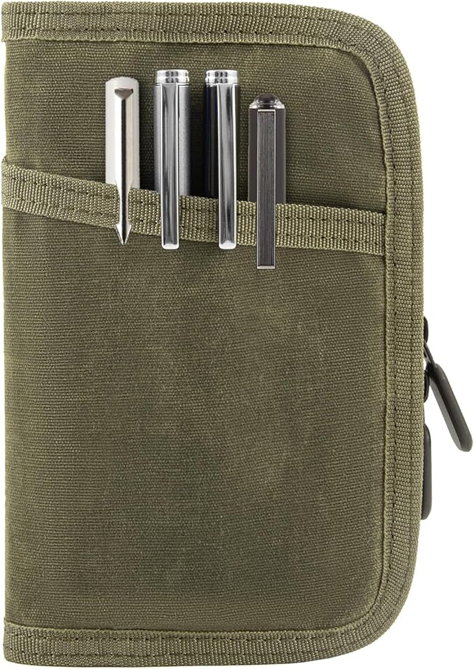 Field Notes Notebooks Cover,Journal Cover for 3.3 x 5.5 Field Notes Moleskine Cahier,Water Resistant Pocket Notebook Cover for Journal Notebook Planner with Zipper Pen Holder,Waxed Canvas