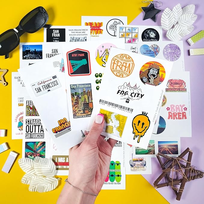 BulbaCraft 100Pcs San Francisco Stickers for Water Bottles, San Francisco Souvenirs, Gifts for Women & Men