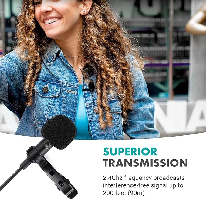 Movo WMX-1-UL-DUO Wireless Lavalier Microphone for Computer, Smartphones, and Tablets- Wireless USB & USB-C Receiver, Transmitter, and Omnidirectional Lav Mic