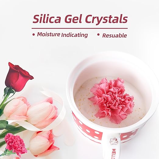 (NET 24 LBS) Silica Gel Flower Drying, Silica Gel Flower Drying Crystals, Color Indicating Flower Drying Silica, Reusable Silica Gel for Drying Flowers