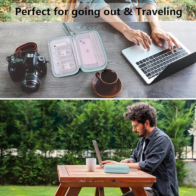 DDgro Electronics Travel Organizer, Tech Accessories Pouch Bag for Cables/Charger & Cords(Mint Green, PU-M)
