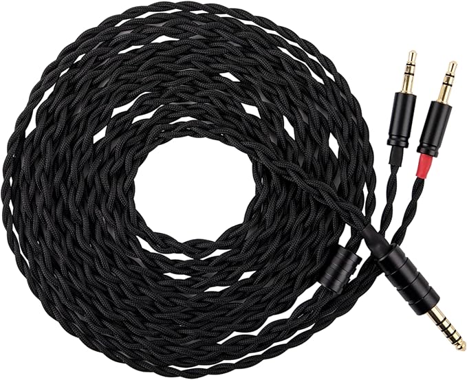 Linsoul Tripowin Nova Monitor Headphone Cable, Over-Ear Headphone Wire, 4-Strand Silver Foil/OCC Hybrid Upgrade Cable, 2M, Dual 3.5mm to 4.4mm/3.5mm/XLR Plug, for Musicians Audiophiles (4.4mm, Black)