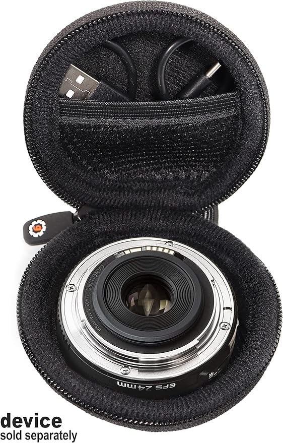 WGear Semi-Hard Lense Case for DSLR Camera Lens (Canon, Nikon, Sony, Pentax, Olympus, Panasonic,etc), Medium Size with Carabiner, Lens Cleaning Wipe (Black Medium)