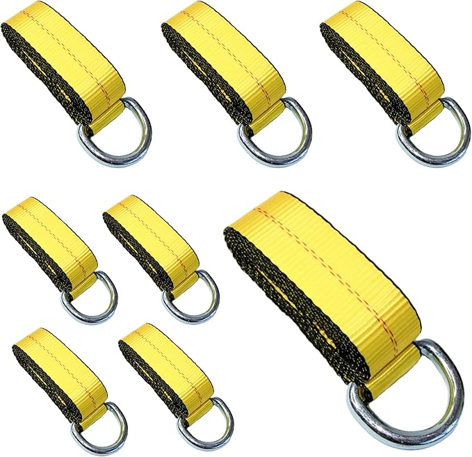 WorldPac (Pack of 8) 2" X 8 Ft Lasso Strap with D Ring Auto Tie Down