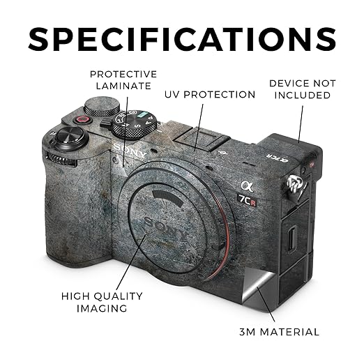 Camera Skin Compatible with Sony Alpha 7CR Camera (2023) - Shadow Concrete - Premium 3M Vinyl Protective Wrap Decal Cover - Easy to Apply | Crafted in The USA by MightySkins
